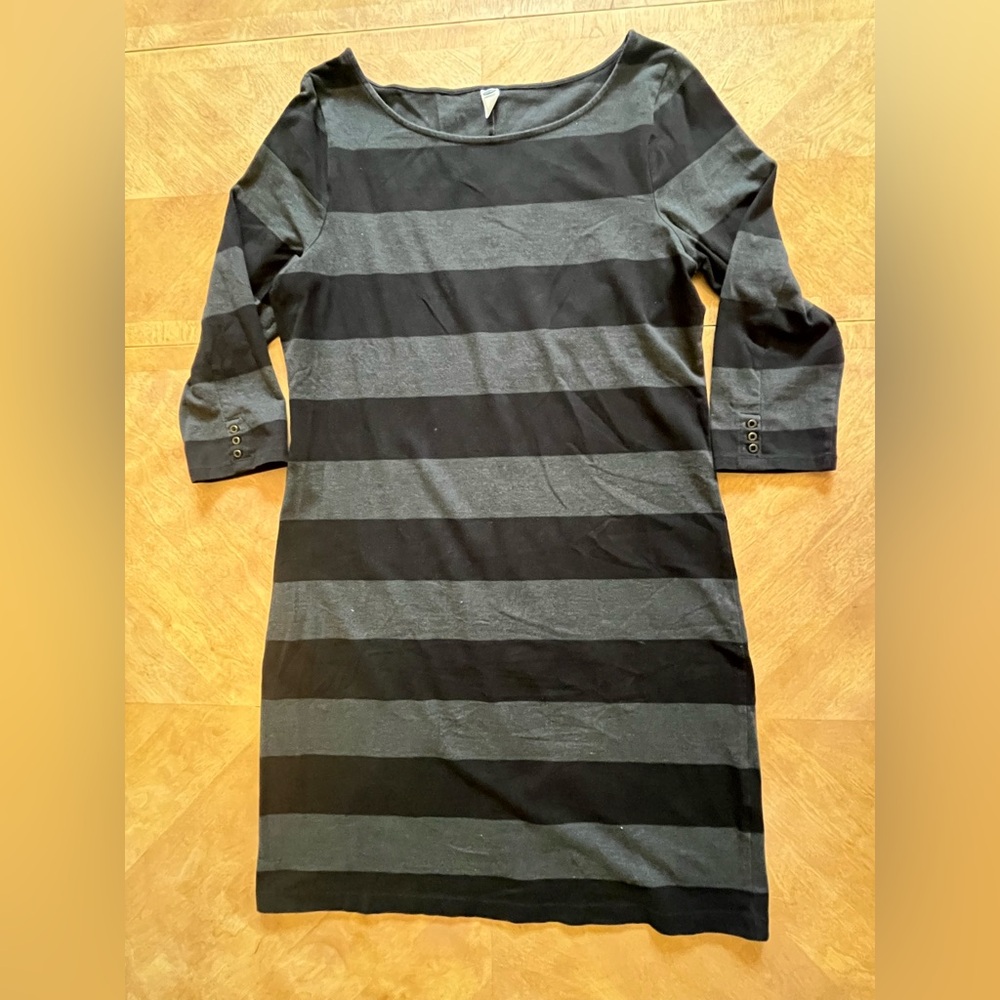 Old Navy Black & Gray Striped Sheath Dress | Size XL Tall